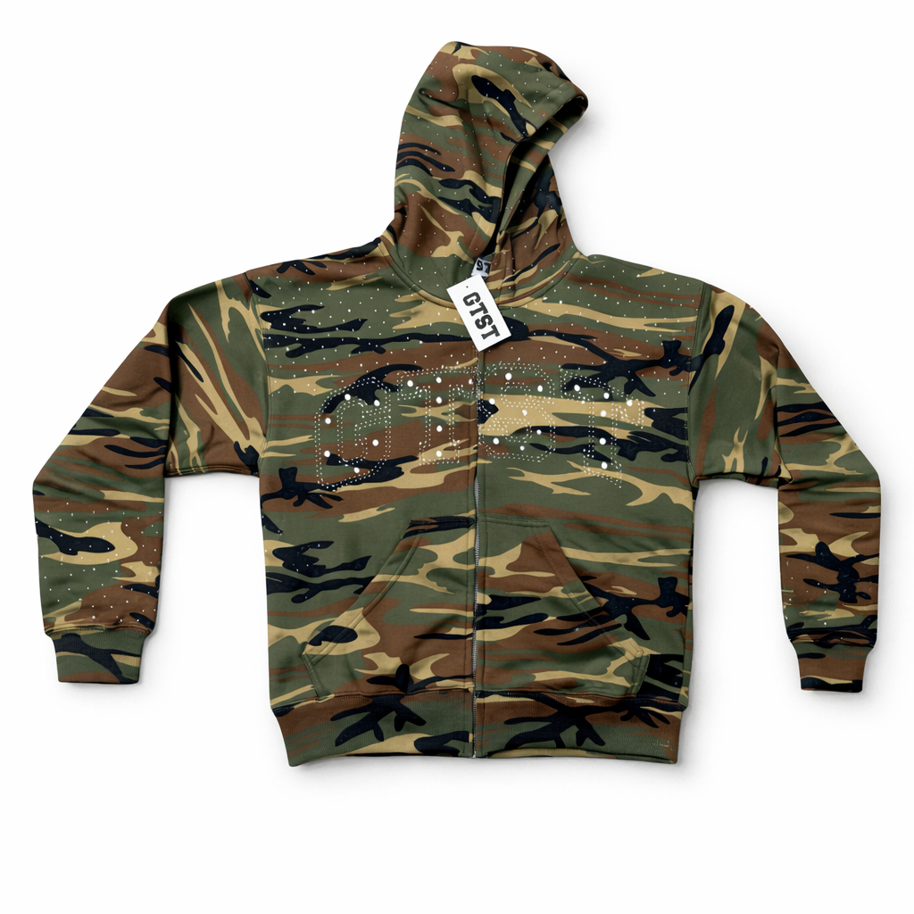 GTST Rhinestone Zip Hoodie - Camo