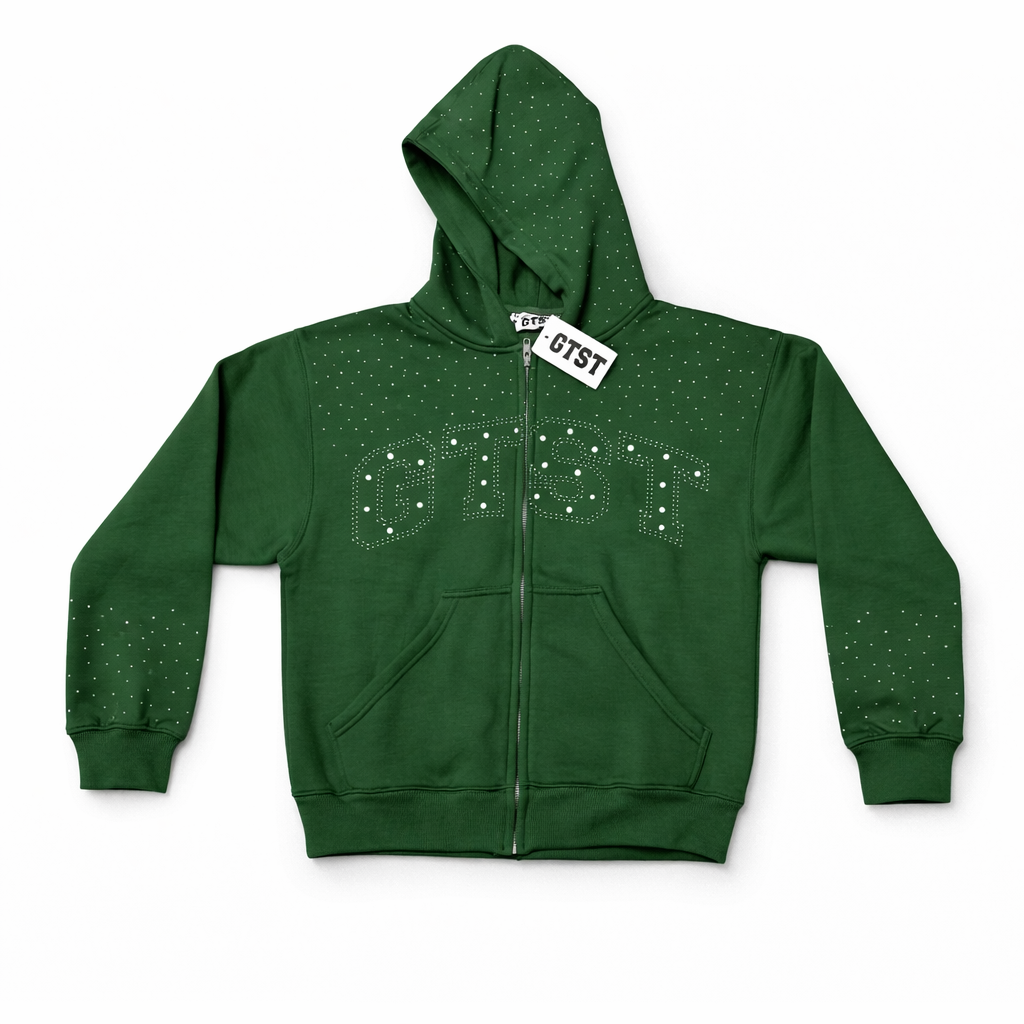 GTST Rhinestone Zip Hoodie - Green