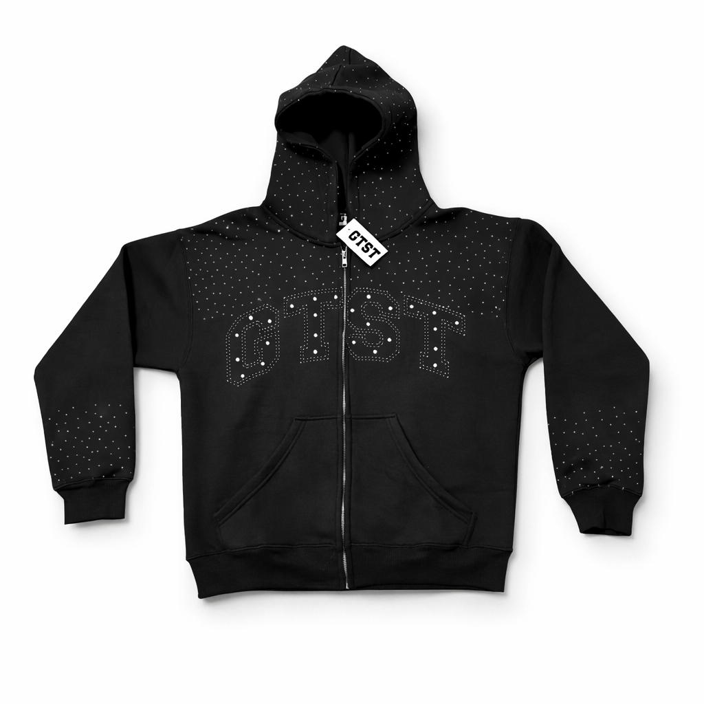 GTST Rhinestone Zip Hoodie - Black