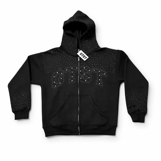 GTST Rhinestone Zip Hoodie - Black