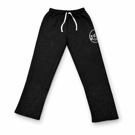 GTST Handshake Rhinestone Sweatpants - Black