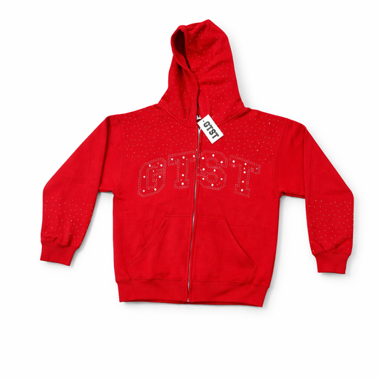 GTST Rhinestone Zip Hoodie - Red