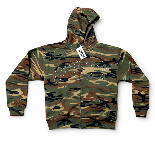 GTST Rhinestone Zip Hoodie - Camo
