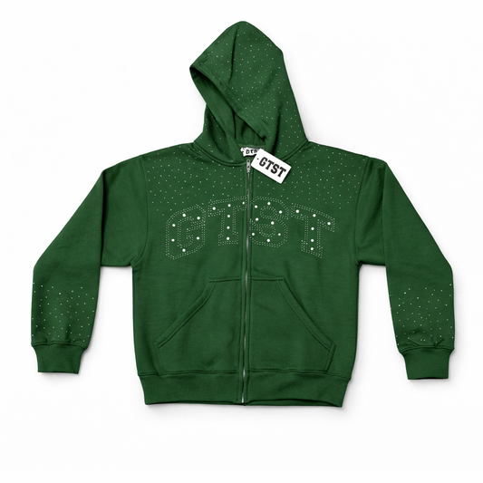 GTST Rhinestone Zip Hoodie - Green